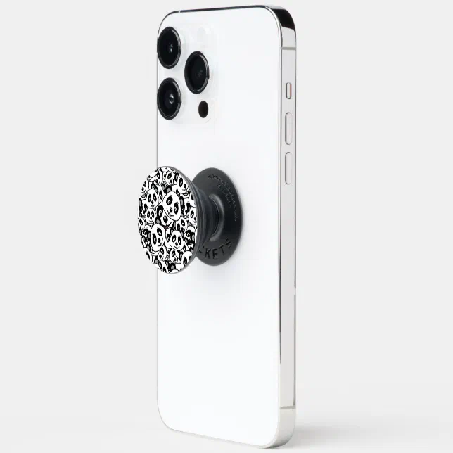 Panda Pop Socket Modern Black and White Cute Panda Bear Pattern PopSocket | Zazzle
