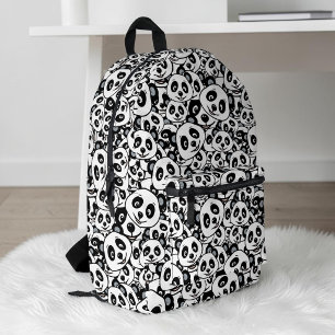 Modern Black and White Cute Panda Bear Pattern Printed Backpack