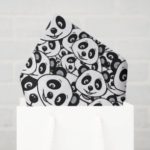 Modern Black and White Cute Panda Bear Pattern Tissue Paper