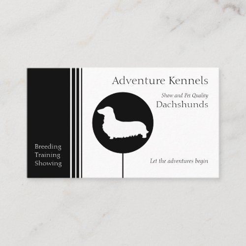 Modern Black and White Dachshund Silhouette Business Card