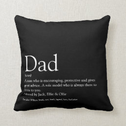 Modern Black and White Dad Daddy Father Definition Throw Pillow