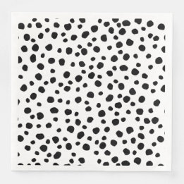 Modern Black and White Dalmatian Spot Animal Print Paper Dinner Napkins