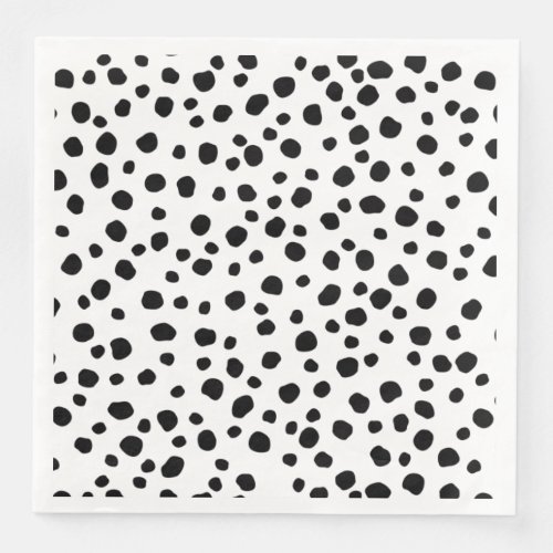Modern Black and White Dalmatian Spot Animal Print Paper Dinner Napkins