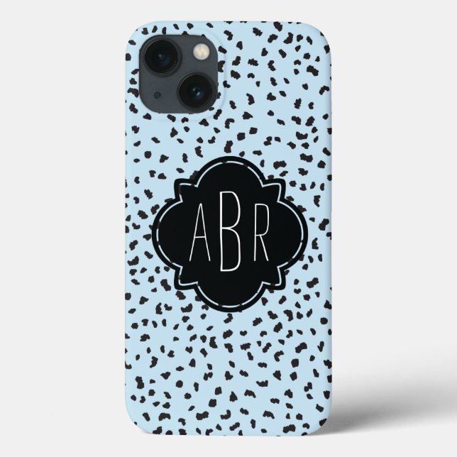 Modern Black and White Dalmatian Spots Monogrammed Case-Mate iPhone Case (Back)