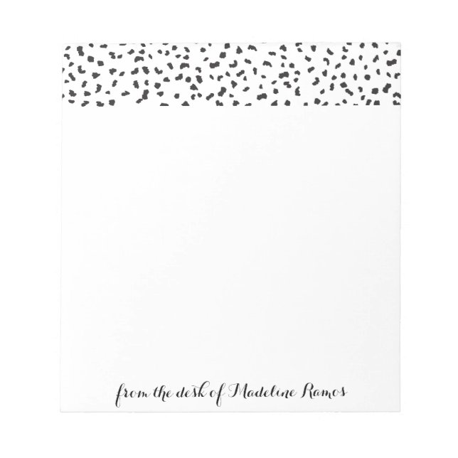 Modern Black and White Dalmatian Spots Notepad (Front)