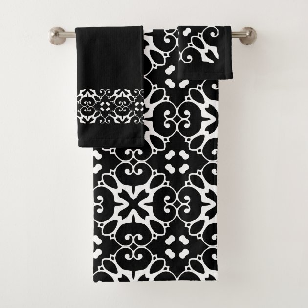 Black discount damask towels