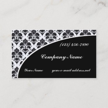 Modern Black And White Damask Pattern Business Card by timelesscreations at Zazzle