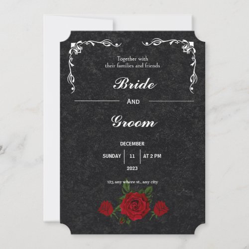 Modern Black And White Deco Art Wedding Invitation