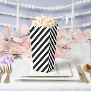 Modern Black and White Diagonal Striped Popcorn Fa Favor Boxes