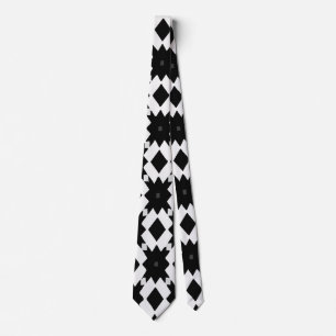 Modern Black and White Diamond Abstract, Geometric Neck Tie