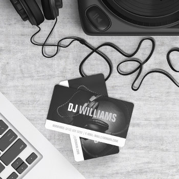 Modern Black And White Dj Deejay Musician Business Card by J32Design at Zazzle