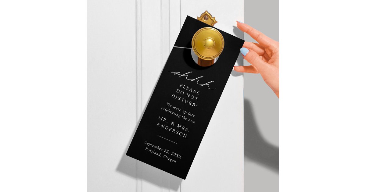Modern Black and White Do Not Disturb Wedding Door Hanger | Zazzle