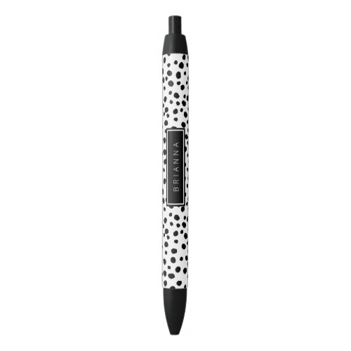 Modern Black and White Dot Background Custom Black Ink Pen