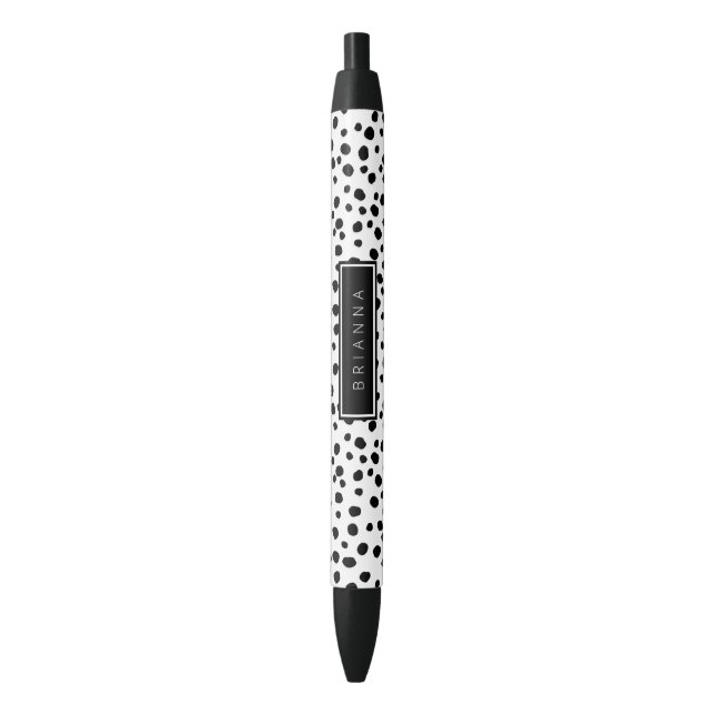 Modern Black and White Dot Background Custom Pen (Front Vertical)