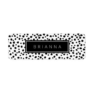 Modern Black and White Dot Background Name Sticker