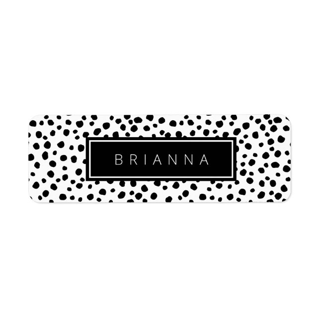 Modern Black and White Dot Background Name Sticker (Front)