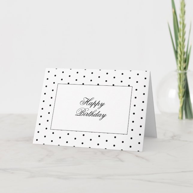 Modern Black and White Dot Birthday Card (Front)