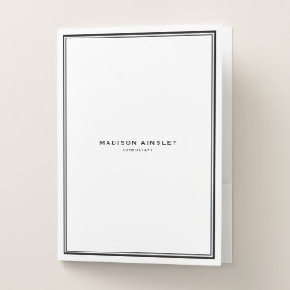 Modern Black and White Double Borders Business Pocket Folder