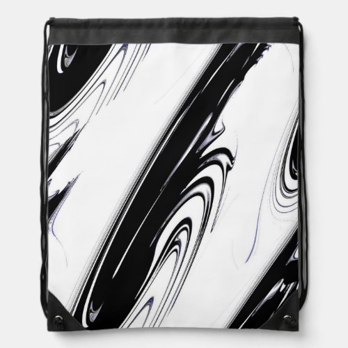 Modern Black and White Drawstring Bag