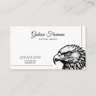Modern Black and White Eagle Head Tattoo Artist Business Card
