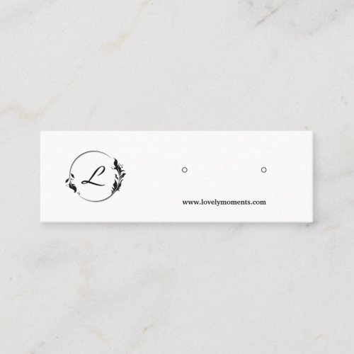 Modern black and white earring display card mini business card