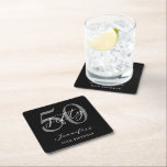 Modern Black and White Elegant 50th Birthday Square Paper Coaster<br><div class="desc">Simple modern 50th birthday party coasters featuring elegant calligraphy script typography and minimalist design in black and white color.</div>