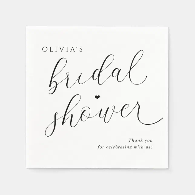Modern Black and White Elegant Bridal Shower Napkins | Zazzle