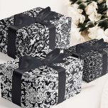 Modern Black and White Elegant Floral Damask Wrapping Paper Sheets<br><div class="desc">Create a lasting impression with timeless and elegant styling. Classic black and white with floral damask is perfect for the modern bride and groom who want a truly beautiful and memorable wedding. The Modern Black and White Elegant Damask collection has everything you need to plan a stunning black and white...</div>