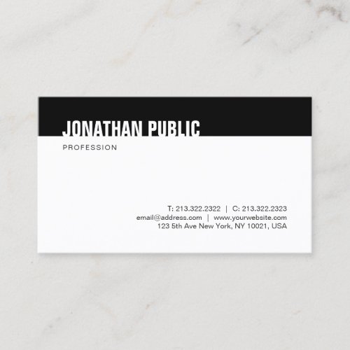 Modern Black And White Elegant Minimalist Template Business Card