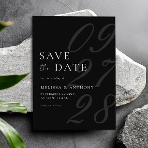 Modern Black and White Elegant Minimalist Wedding Save The Date