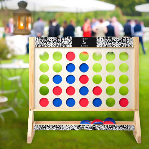 Modern Black and White Elegant Wedding Party Game Fast Four