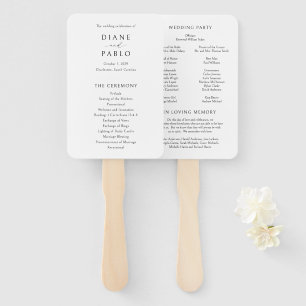 Modern Black and White Elegant Wedding Program Hand Fan