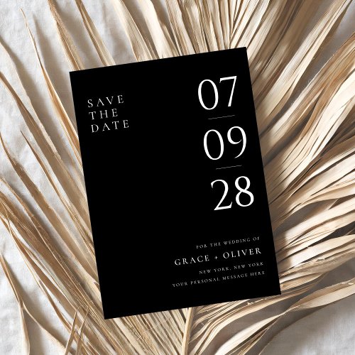 Modern Black and White Elegant Wedding Save The Date