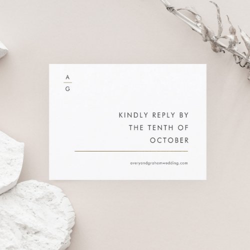 Modern Black and White Elegant Wedding Website  RSVP Card