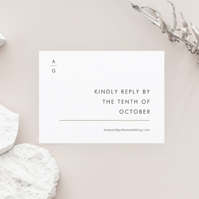 Modern Black and White Elegant Wedding Website  RSVP Card (Creator Uploaded)