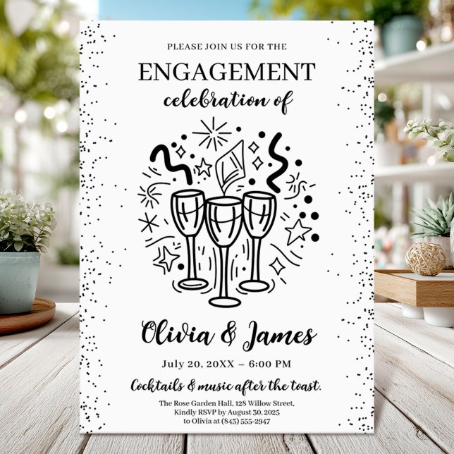 Modern black and white engagement card (Creator Uploaded)