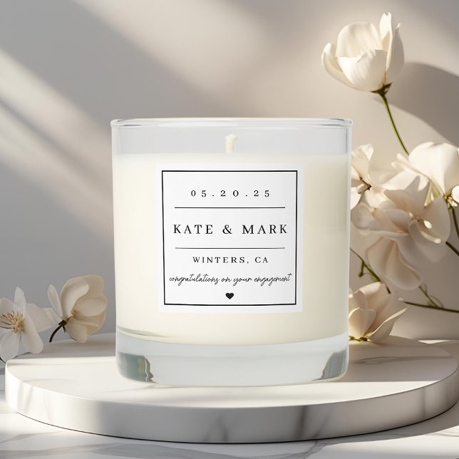 Modern Black and White Engagement Gift Scented Candle (Creator Uploaded)