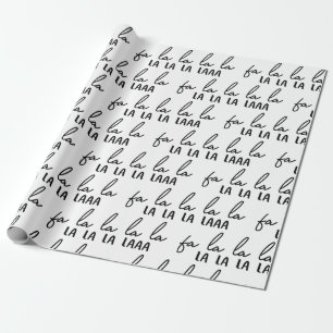 Modern Black and White Fa La La La Christmas Wrapping Paper