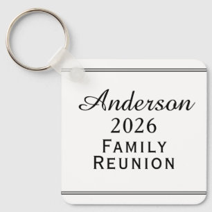 Modern Black and White Family Reunion Keepsake Keychain
