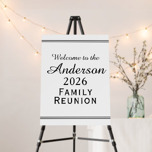 Modern Black and White Family Reunion Welcome Foam Board