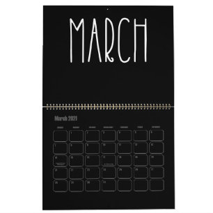 Modern Black and White Filled Calendar