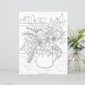 Modern black and white floral bouquet coloring (Standing Front)