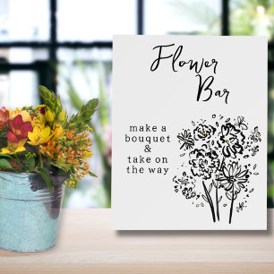 Modern Black and White Flower Bar Sign