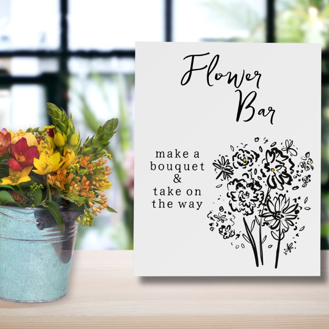 Modern Black and White Flower Bar Sign (Creator Uploaded)