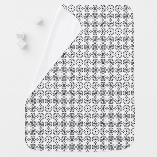 Modern Black and White Flower Mandala Design Baby Blanket (In Situ)