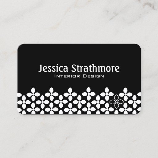 Customizable Modern Black Flower Business Card