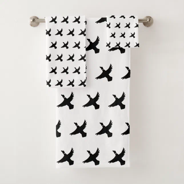 Modern Black and White Flying Duck Bath Towel Set Zazzle