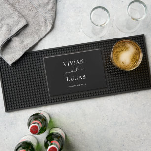 Modern Black and White Formal Minimal Wedding Bar Mat