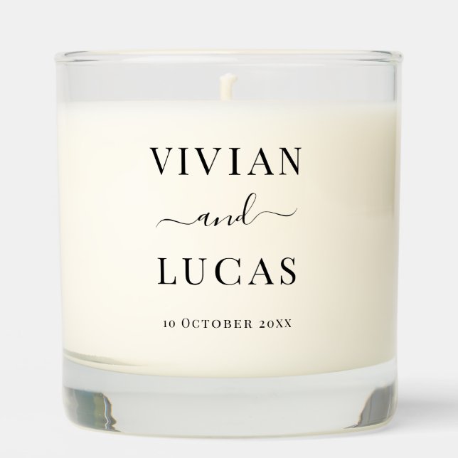 Modern Black and White Formal Minimal Wedding Scented Candle (Front)