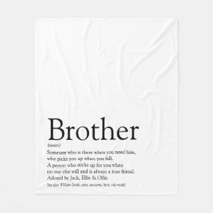 Modern Black and White Fun Cool Brother Fleece Blanket